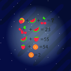 logic puzzles. Riddles for children and adults. Space background. Vector