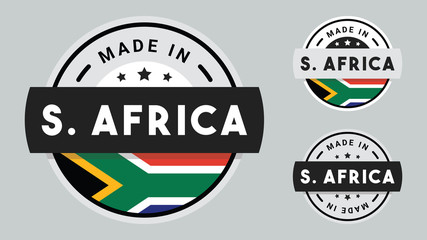 Obraz premium Made in South Africa collection for label, stickers, badge or icon with South Africa flag symbol.