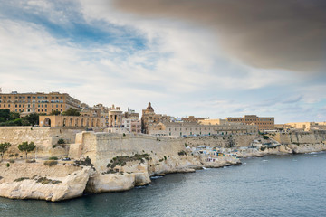 Fototapeta na wymiar Malta / Malta. 03.09.2015.Valletta, Capital of Malta View from the Harbor Bridge