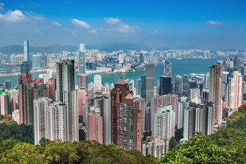 Fototapeta na wymiar Hong Kong city, amezing skyline from Victoria peak, China