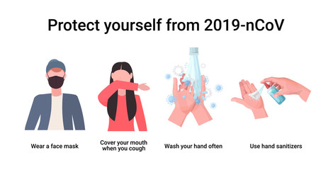 basic protective measures against coronavirus protect yourself from 2019-nCoV healthcare concept Important information guidance to stay healthy horizontal vector illustration