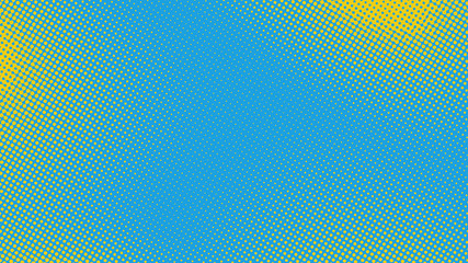 Blue and yellow pop art retro background with halftone dotted design in comic style, vector illustration eps10.