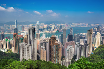 Fototapeta na wymiar Hong Kong city, amezing skyline from Victoria peak, China