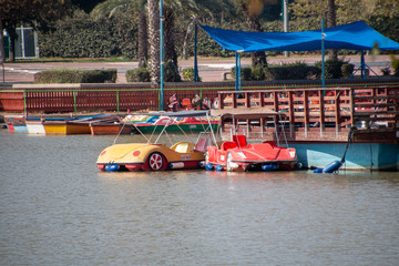Obraz premium colored boats in a lake
