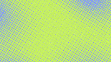 Green and blue pop art background with halftone dots design in retro comic style.