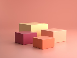 Fototapeta premium 3d render ofbackground with a pedestal and a showcase, abstract minimal concept, blank space, simple clean design, minimalist mockup