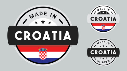 Made in Croatia collection for label, stickers, badge or icon with Croatia flag symbol. 