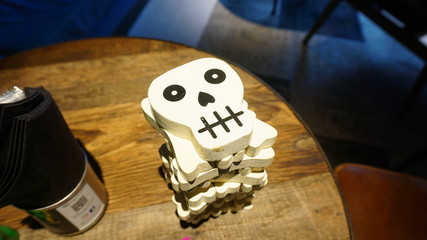 Jenga with a skull motif. Wooden toys.