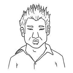 Vector Outline Avatar - Young Asian Man in Shirt.