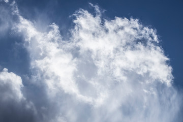 Beautiful fluffy clouds in the blue sky