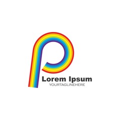 p letter rainbow concept  logo icon illustration vector