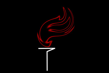 Abstract image of olympic torch with olympic fire on black background
