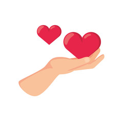 hand with heart on white background