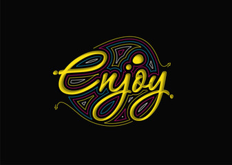 Enjoy Calligraphic 3d Style Text Vector illustration Design.