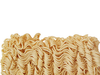 raw rice noodles, Instant noodles isolated on white background.