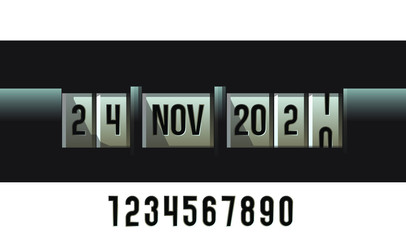 A vector illustration of a mechanical odometer concept with dates and years