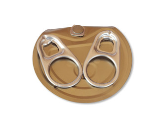 Aluminum lids.Ring pull of cans isolated on white background.