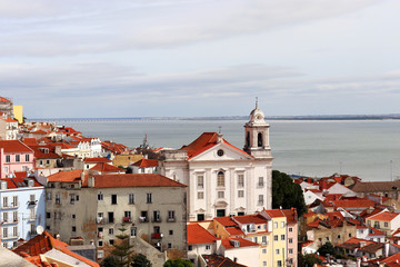 View of the Saint Stephen Church (Igreja de Santo Estevao) in Lisbon, Portugal. It is classified as a National Monument and it is located in Alfama district of Lisbon.