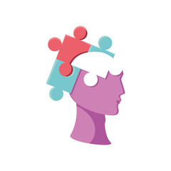 puzzle with brain on white background