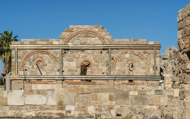amazing modern and roman stone, brick and marble architecture with columns and arches