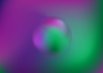 Colorful green violet holographic 3d blurred sphere ball on same background. Abstract liquid circle shape retro futuristic design. Vector illustration
