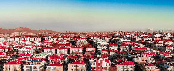 Panoramic view of the city, buildings, roof, sky, mountain, Turkey, Ankara, Panorama