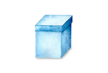 Blue box. Watercolor painting, individual elements. Design for kitchens, cafes and interiors