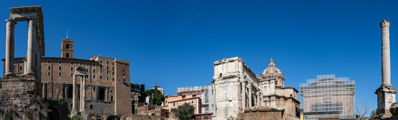Fototapeta na wymiar View from Fori Imperiali, Rome, Lazio, Italy