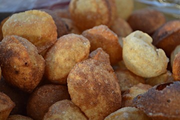 Indian Street Food. Close-up of Pani Puri or Golgappa at a market