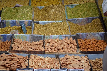Indian Street Food. Close-up of various Snacks at a shop in Lucknow India 