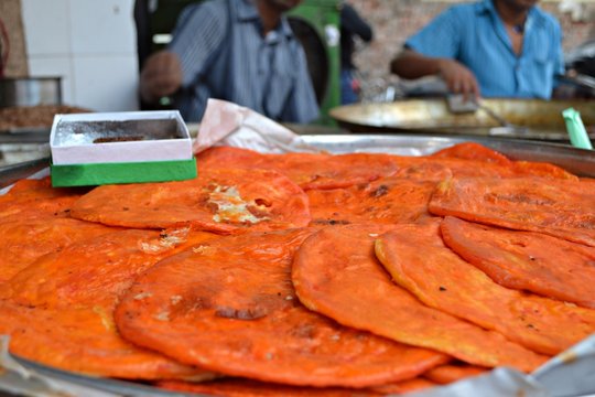 Indian Street Food. Close-up of Sheermal in Lucknow India 