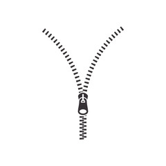 Open zipper black isolated vector illustration. Zipper glyph icon. - obrazy, fototapety, plakaty