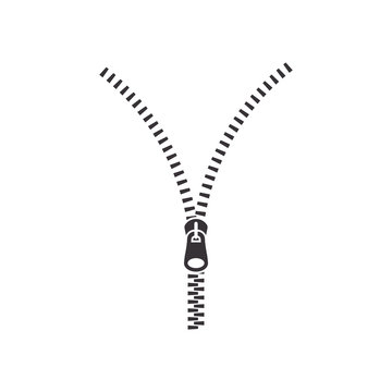 Open zipper black isolated vector illustration. Zipper glyph icon.