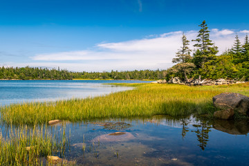 Beautiful coastal ocean shoreline scenery at the Atlantic Coast of Canada.