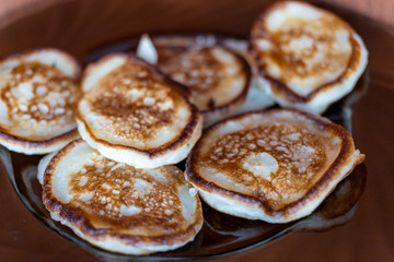 freshly made pancakes are on the plate