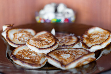 freshly made pancakes are on the plate