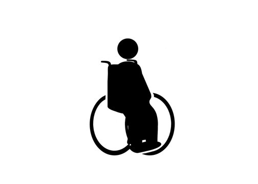 person in wheelchair, handicap illustration on white background
