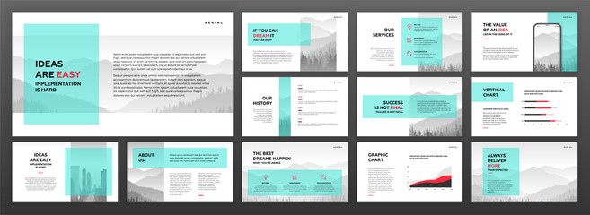 Modern powerpoint presentation templates set. Use for modern keynote presentation background, brochure design, website slider, landing page, annual report, company profile, portfolio, facebook banner