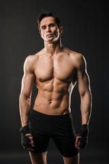 Fototapeta na wymiar Shirtless muscle man. Athlete posing.
