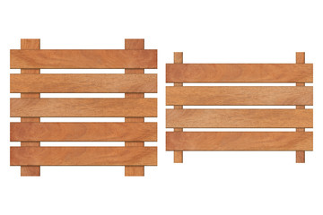 Set of Brown wooden fence isolated on white background with parallel plank old. Object with...