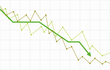 Vector artwork depicts financial failure, bearish stock market, bad sales, business loss, and investment lost.