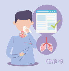 covid 19 quarantine, man cover mouth medical disease