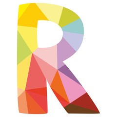 R colorful vector letter isolated on white background illustration