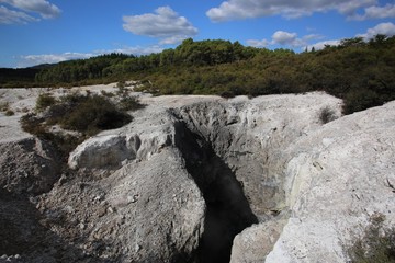 Craters in Wai-O-Tapu Geothermal Wonderland, Rotorua, New Zealand.
