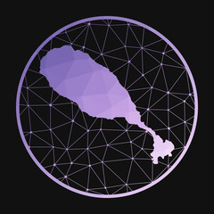 Saint Kitts icon. Vector polygonal map of the island. Saint Kitts icon in geometric style. The island map with purple low poly gradient on dark background.