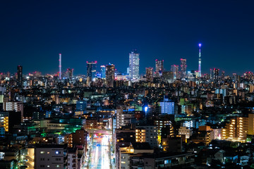 東京 夜景 練馬区役所 展望ロビーから 池袋方面