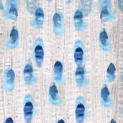 Set of watercolor blue splashes, drops, spots. Indigo logo set. Hand drawn painting blobs. Texture emblem, sign label. Eco water, natural product, organic.