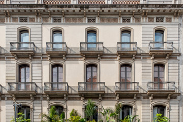 Typical building facade that you can find throughout the city of Barcelona