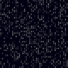 Tech background. White sparse hexadecimal background. Medium sized seamless pattern. Amazing vector illustration.