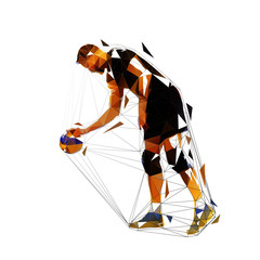 Volleyball player, low poly isolated vector illustration. Geometric team sport ahtlete